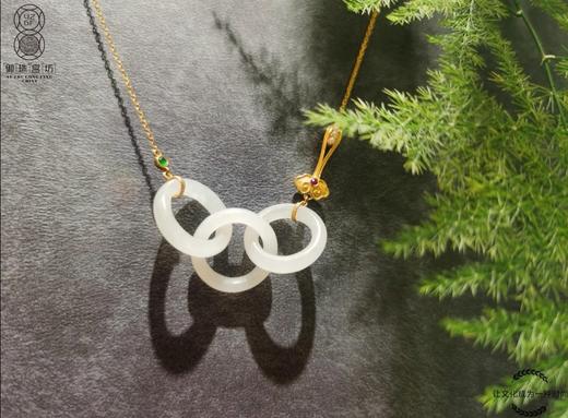 【御珠宫坊】金镶羊脂白玉活环吊坠 商品图0