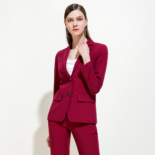 EITIE爱特爱品牌女装春季简约修身半开领西装短外套女5903602 商品图2