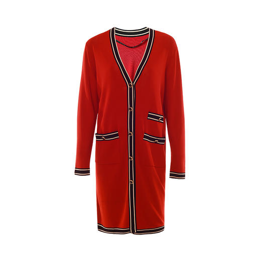 EITIE爱特爱冬季新款时尚撞色V领显瘦慵懒宽松针织开衫外套女6101804 商品图6