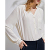 EITIE爱特爱春夏季气质V领纯色长袖衬衫女打底百搭6109804 商品缩略图4