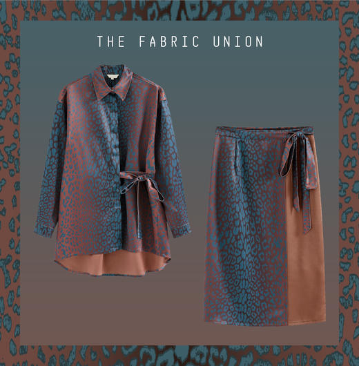 THE FABRIC UNION 印花中性缎面衬衫 & 印花缎面系带假日裹裙 商品图2