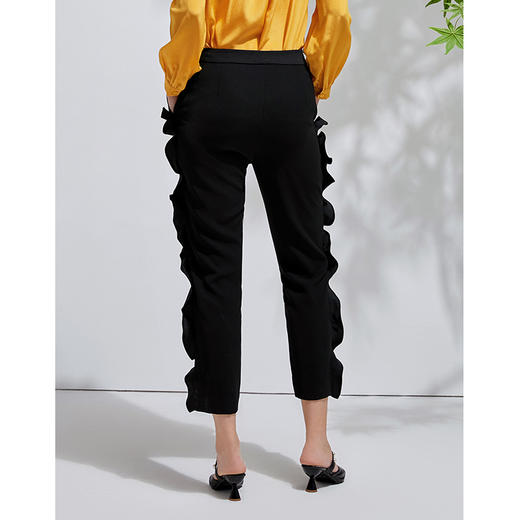 EITIE爱特爱春季新款通勤百搭时尚荷叶边显瘦直筒休闲裤女裤6105805 商品图4