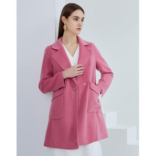 EITIE爱特爱春季新款时尚气质纯色百搭中长款毛呢大衣女外套6114804 商品图2