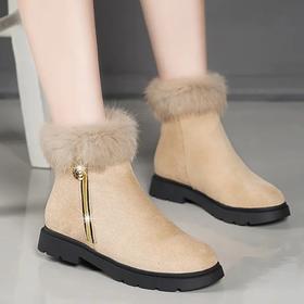 LN-669-2秋冬季新款韩版圆头时尚毛毛马丁靴