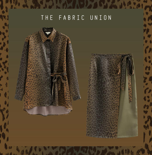 THE FABRIC UNION 印花中性缎面衬衫 & 印花缎面系带假日裹裙 商品图1