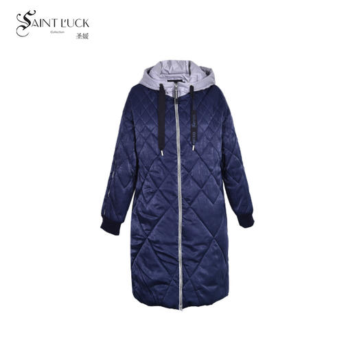 SAINT L’UCK/圣媛女装时尚运动光泽感中长款连帽棉服SA419Q28 商品图0