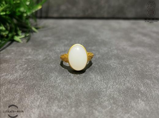 【御珠宫坊】金镶羊脂白玉戒指 商品图0