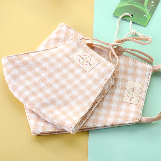 有机棉儿童口罩/成人口罩 2个装 方格条纹款 可水洗 100%有机棉 可调节卡扣设计 欧式中风简约 纯棉透气亲肤 环保可降解 素道敦煌天然有机彩棉织造 舒适安全健康 [漳州仓] 商品图8