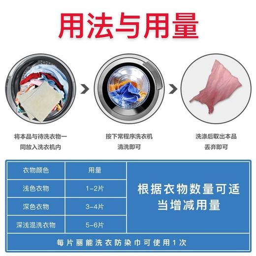 色母片防串色染色褪色洗衣片洗衣机吸色片防染巾衣服混洗家庭装 商品图5