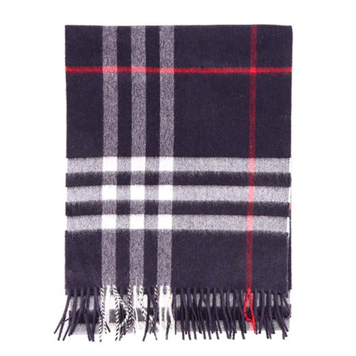 【二】BURBERRY 巴宝莉 女士蓝色经典格纹羊绒围巾 8015542 A1222 商品图1