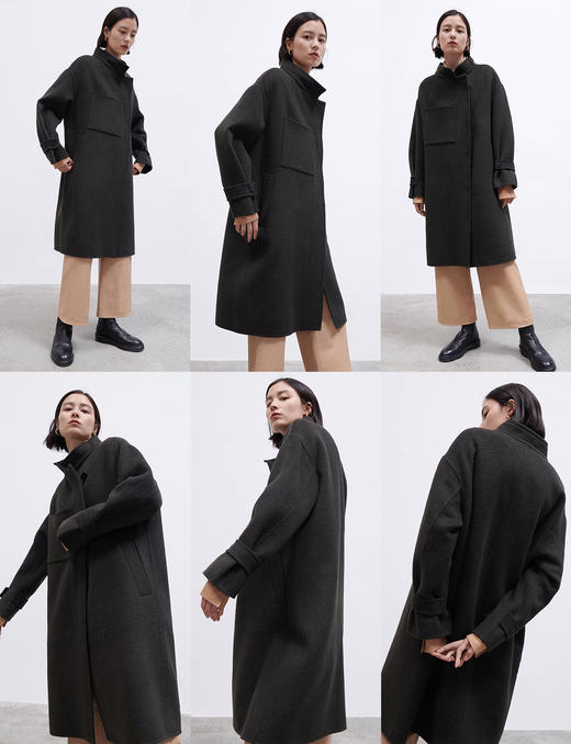 HIDEMI 羊驼毛大口袋简约设计感小立领大衣 商品图1