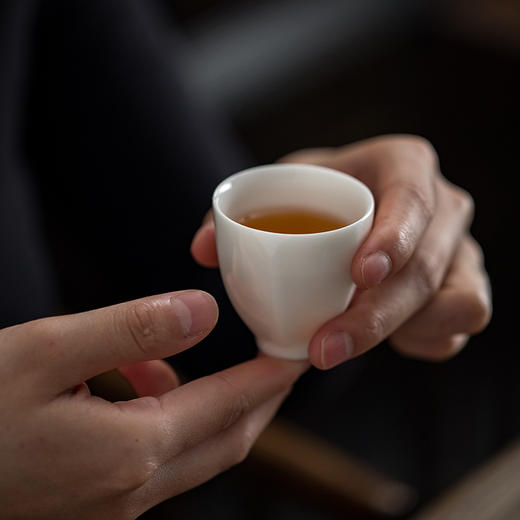 觅白郁金香 盖碗组 茶具套装之郁金香盖碗套组 德化羊脂玉白瓷手工功夫茶具家用套装 商品图2