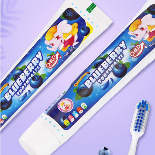 【泰国】进口小象妈咪儿童牙膏2-3-6-12岁宝宝换牙期防蛀蓝莓味无氟可吞咽 商品图2