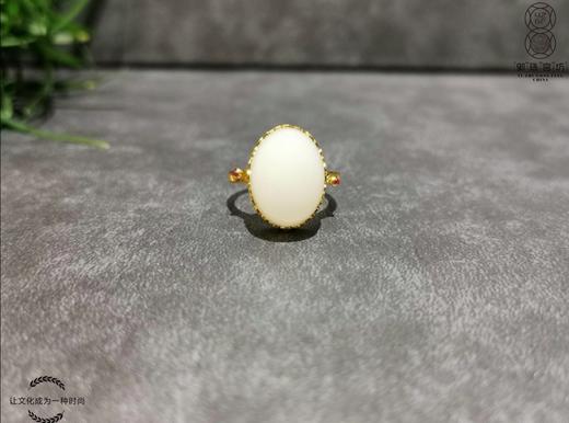 【御珠宫坊】金镶羊脂白玉戒指 商品图1