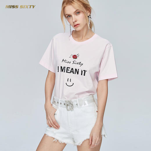 Miss Sixty纯棉字母印花上衣宽松圆领亲肤短袖T恤女ins潮692SJ8340000 商品图1
