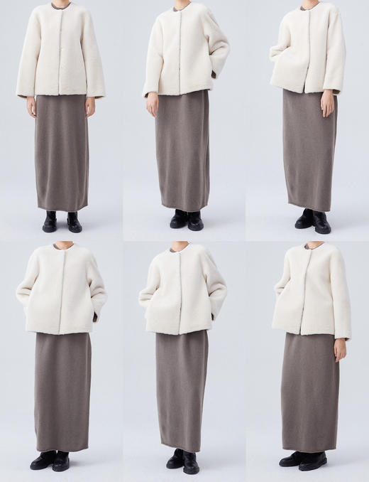 HIDEMI皮毛一体简约圆领短款皮草大衣皮衣 商品图8