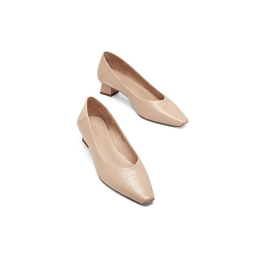 千百度女鞋简约时尚休闲鞋 鞋子淑女通勤方头鞋方跟单鞋 	A21143611 商品图3