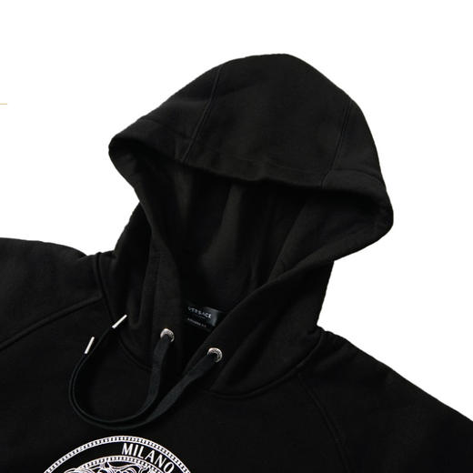 VERSACE 范思哲 20秋冬 男士黑色棉质美杜莎印花连帽薄绒卫衣 黑色 A87475 A229724 A1008 商品图2