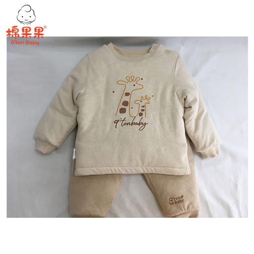 棉果果秋冬季新疆彩棉男童女童夹棉上衣裤子套头套装M401302819613 商品图0