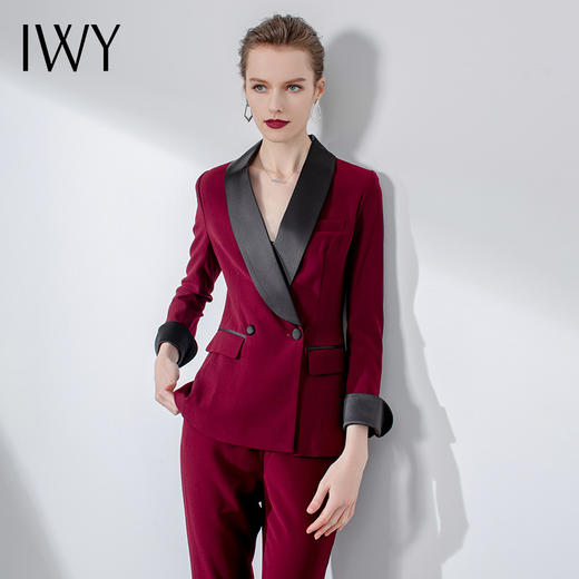 IWY/酒红色长袖西装长裤套装FMCP307 商品图0