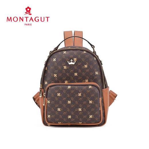 梦特娇2020秋冬静谧宫廷鸢尾花啡棕色女士双肩包 商品图2