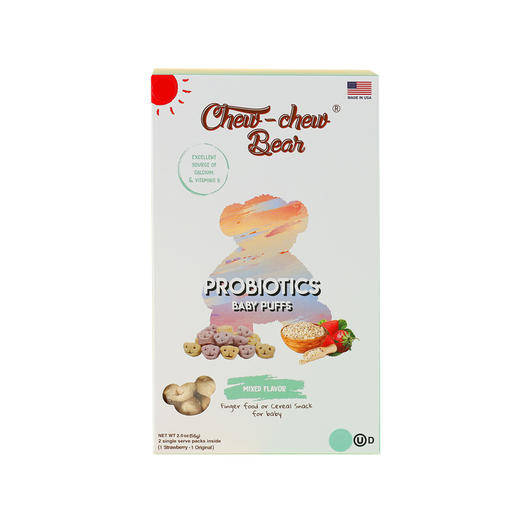 趣趣贝儿  综合味泡芙米饼（含益生菌） 56g/盒 商品图0