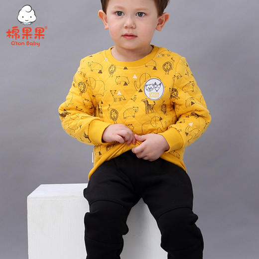 棉果果秋冬季男童套头空气层加厚夹棉卫衣M412180619677 商品图0