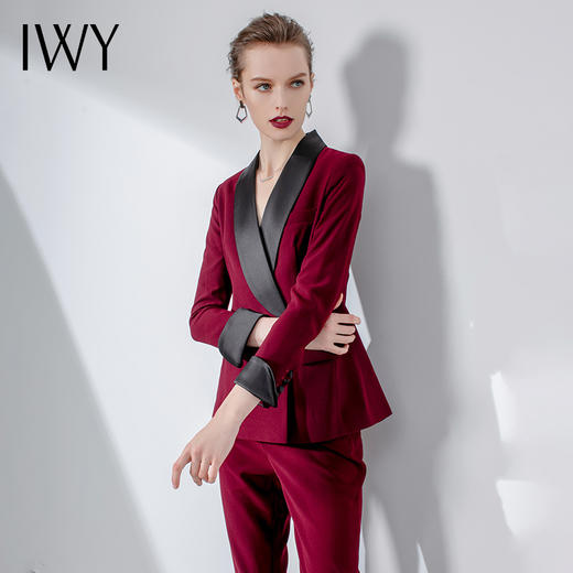 IWY/酒红色长袖西装长裤套装FMCP307 商品图3
