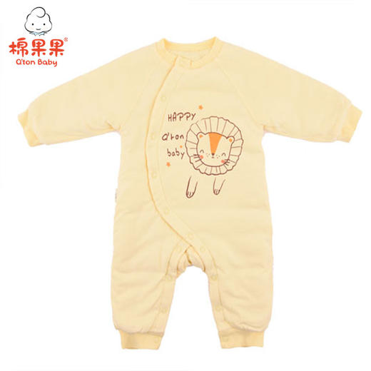 棉果果秋冬季有机棉纱男童女童夹棉偏襟哈衣连体衣连身衣M401720819627 商品图0