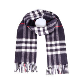 【二】BURBERRY 巴宝莉 女士蓝色经典格纹羊绒围巾 8015542 A1222