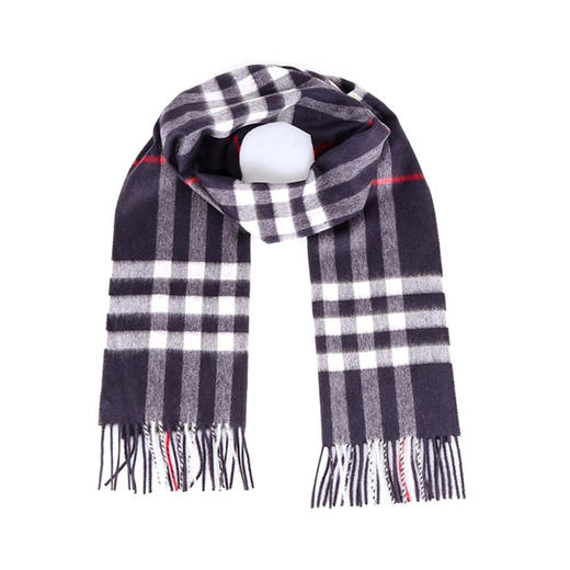 【二】BURBERRY 巴宝莉 女士蓝色经典格纹羊绒围巾 8015542 A1222 商品图0