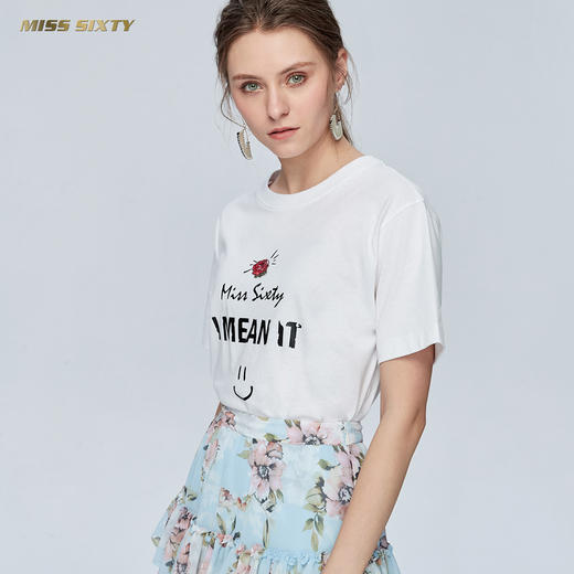 Miss Sixty纯棉字母印花上衣宽松圆领亲肤短袖T恤女ins潮692SJ8340000 商品图3