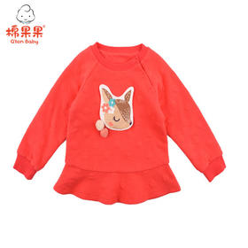 棉果果秋冬季女童涤包氨空气层挂里娃娃衫卫衣M422180619709