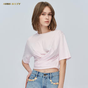 Miss Sixty纯棉绣花设计感上衣交叉绑带ins潮亲肤短袖T恤692SJ8470000