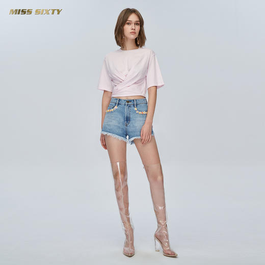 Miss Sixty纯棉绣花设计感上衣交叉绑带ins潮亲肤短袖T恤692SJ8470000 商品图4