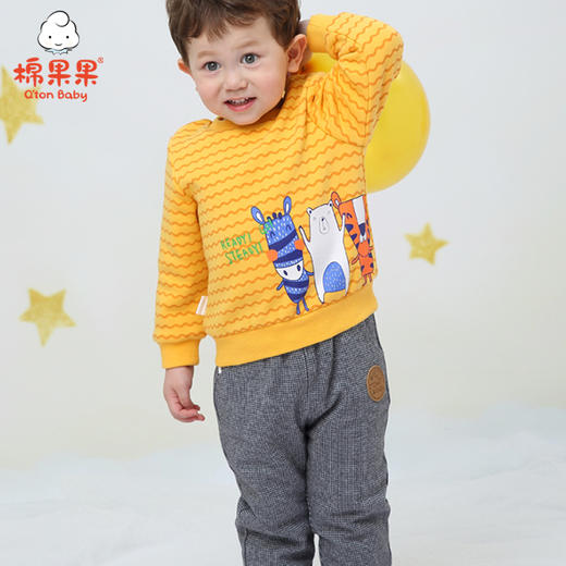 棉果果秋冬季男童波浪圆领卫衣M412180419652 商品图0