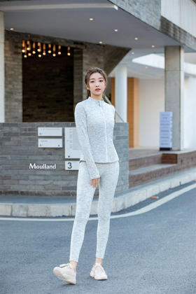 爆款好货  高领机车风外套-灰白纹理