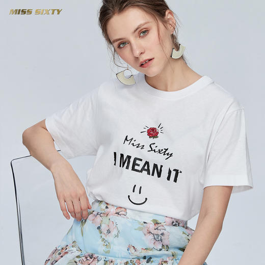 Miss Sixty纯棉字母印花上衣宽松圆领亲肤短袖T恤女ins潮692SJ8340000 商品图0