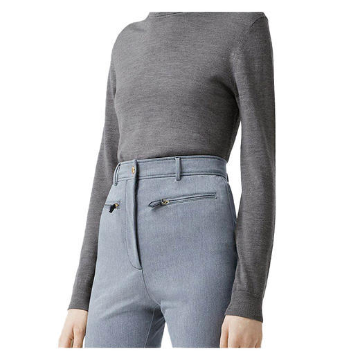 【二】BURBERRY 巴宝莉 女士灰色混色双色美利奴羊毛真丝高领毛衣 灰色 8030037 A1216 商品图1