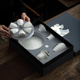 觅白郁金香 盖碗组 茶具套装之郁金香盖碗套组 德化羊脂玉白瓷手工功夫茶具家用套装