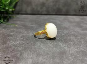 【御珠宫坊】金镶羊脂白玉戒指