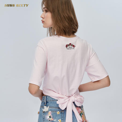 Miss Sixty纯棉绣花设计感上衣交叉绑带ins潮亲肤短袖T恤692SJ8470000 商品图1