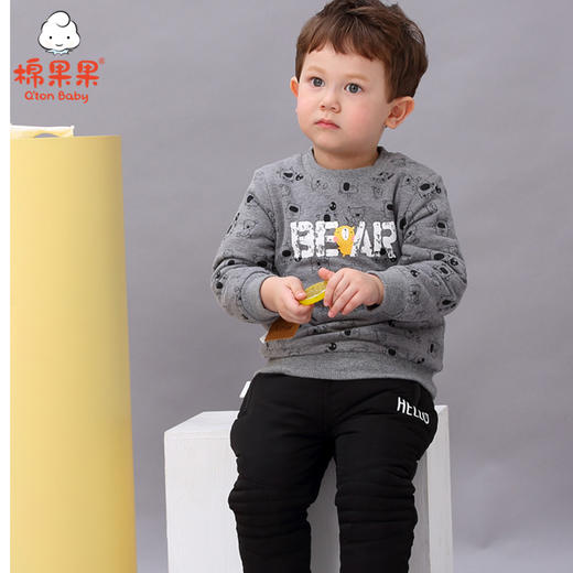 棉果果秋冬季男童夹棉圆领卫衣M412180819653 商品图0