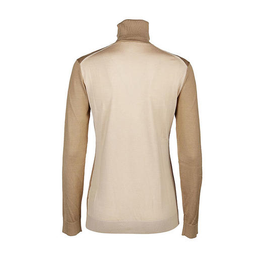 【二】BURBERRY 巴宝莉 女士字母徽标刺绣羊毛丝绸高领针织衫 驼色 8032170 A1420 商品图1