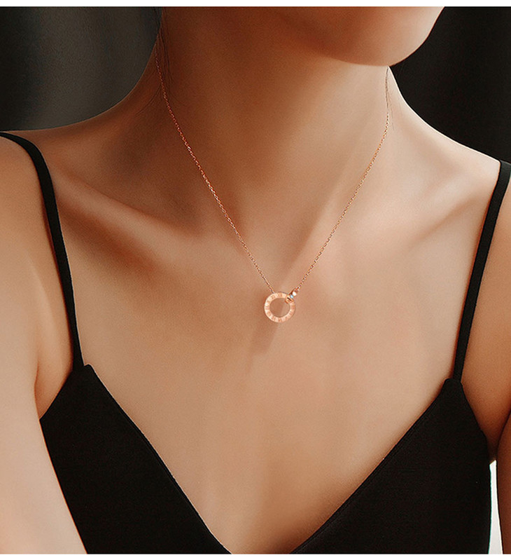 【爆款】daisy fellowes/黛西法罗罗马双环钻石项链