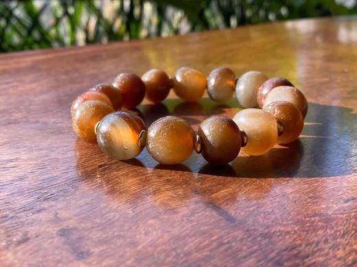 糖褐色老玛瑙珠手链, 顺丰包邮