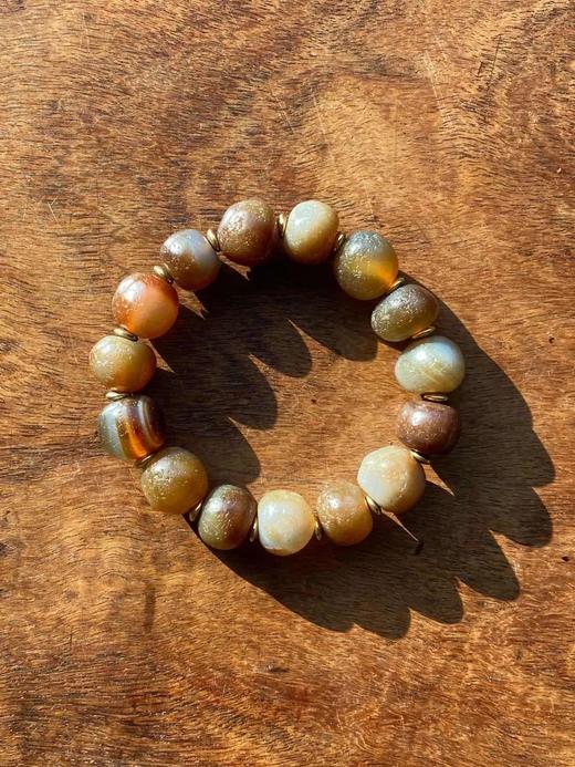 糖褐色老玛瑙珠手链, 顺丰包邮