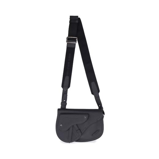 dior 黑灰色翻盖马鞍式斜挎包 男士 24x17.5cm f