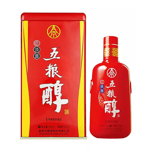 五粮醇红淡雅 50度浓香型白酒铁盒装 整箱6瓶*500ml包邮 商品图1