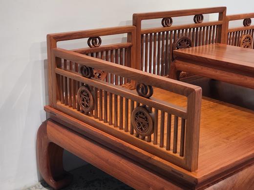 红桥红  家具严选  缅甸花梨（大果紫檀）  【条子栏杆 弯腿罗汉床 两件套】 商品图5